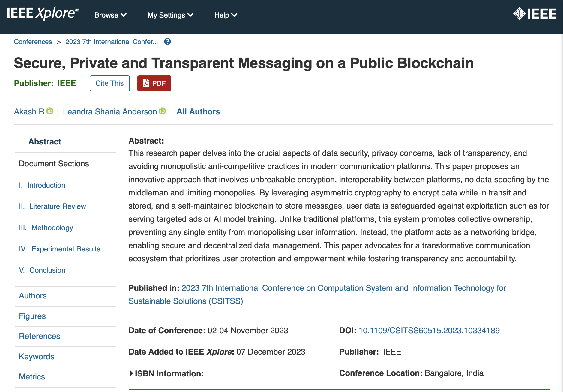 Blockchain Messaging System