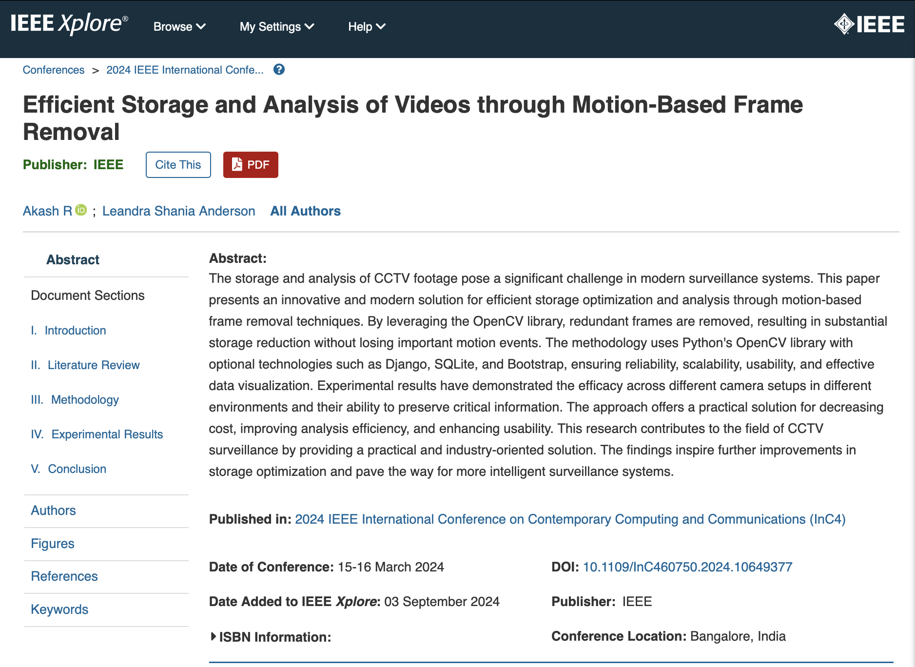 Motion Based Frame Removal